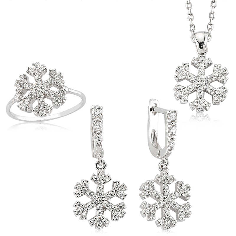 Gümüş Kar Tanesi Bayan Set – Eşi Benzeri Yok | 925 Ayar | Model SET101106