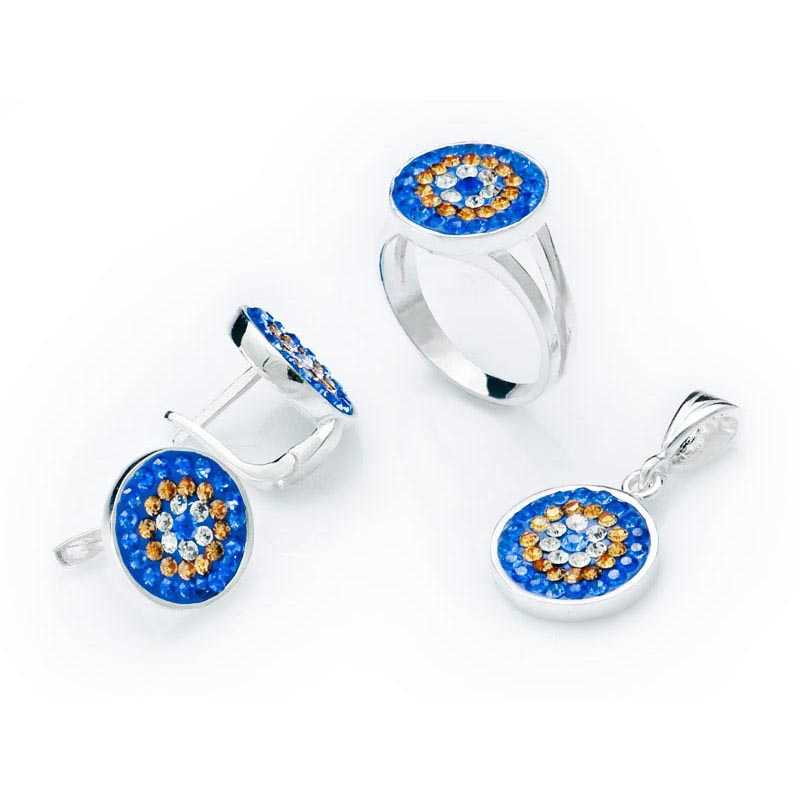 Gümüş Nazarlı Yuvarlak Bayan Set – Kem Gözden Koruyan | 925 Ayar
