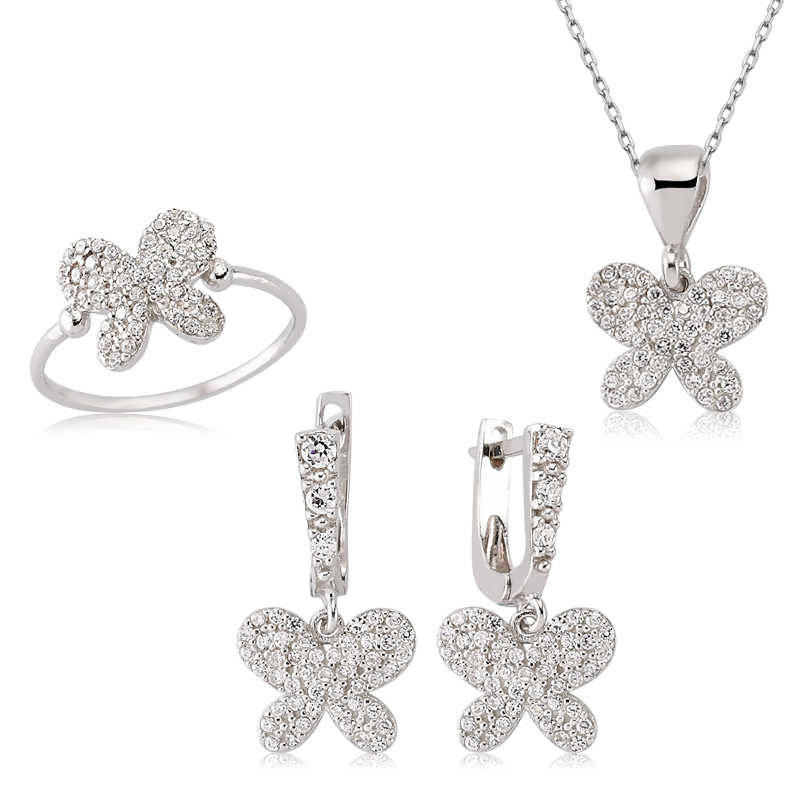 Gümüş Kelebek Bayan Set – Değişimin Simgesi | 925 Ayar | Model SET47066146