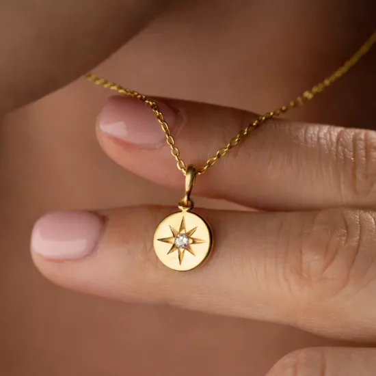 Gümüş Gold Minimal Yıldız Kadın Kolye