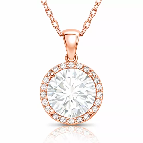 Gümüş Rose Yuvarlak Montür Kadın Kolye