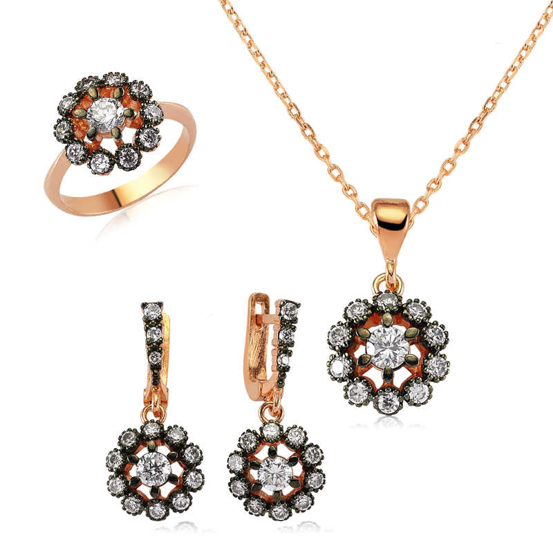 Gümüş Elmas Model Çiçek Bayan Set – Solmayan Bahar | 925 Ayar