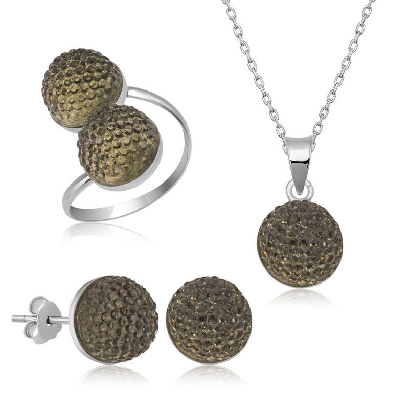 Gümüş Kristal Kadın Set – Uyumlu Takım | 925 Ayar