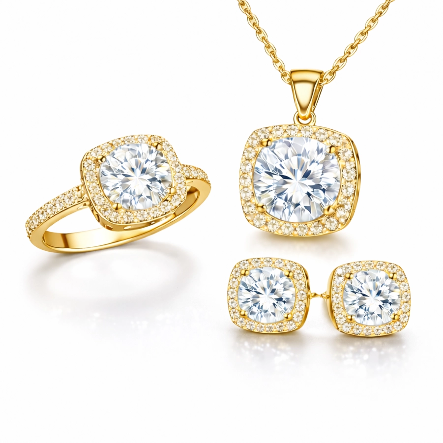 Gümüş Gold Kare Montür Kadın Set-Gümüş