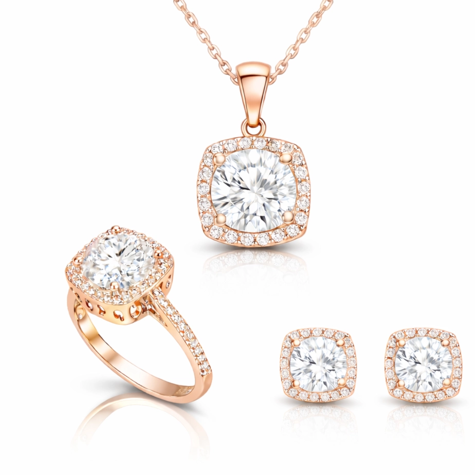 Gümüş Rose Kare Montür Kadın Set – Uyumlu Takım