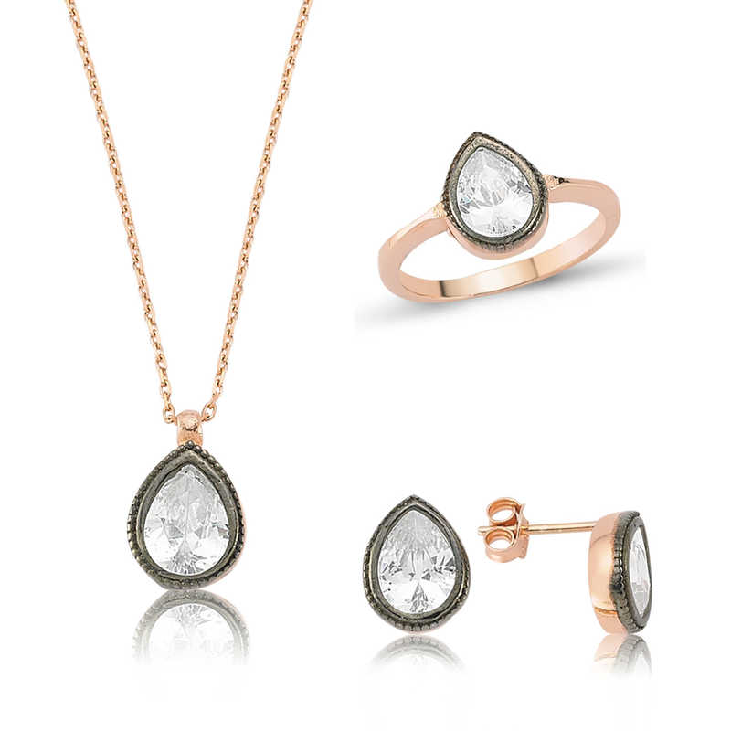 Gümüş Elmas Model Damla Bayan Set – Zamansız Klasik | 925 Ayar