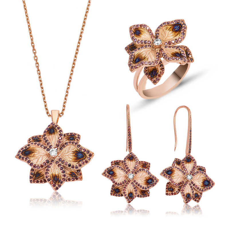 Gümüş Menekşe Çiçeği Bayan Set – Solmayan Bahar
