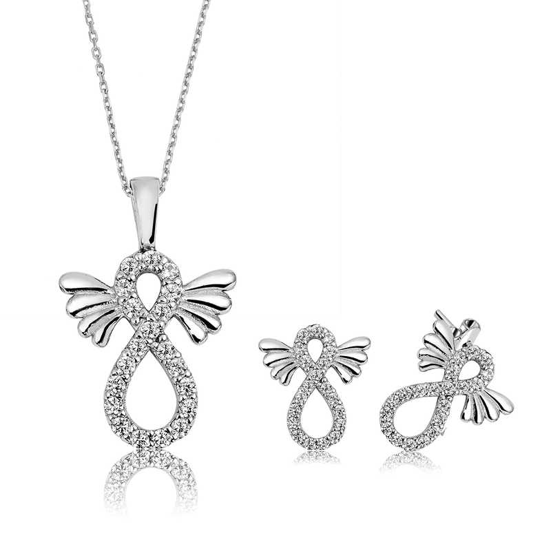 Gümüş Kanatlı Sonsuzluk Bayan Set – Bitmeyen Sevgi | 925 Ayar
