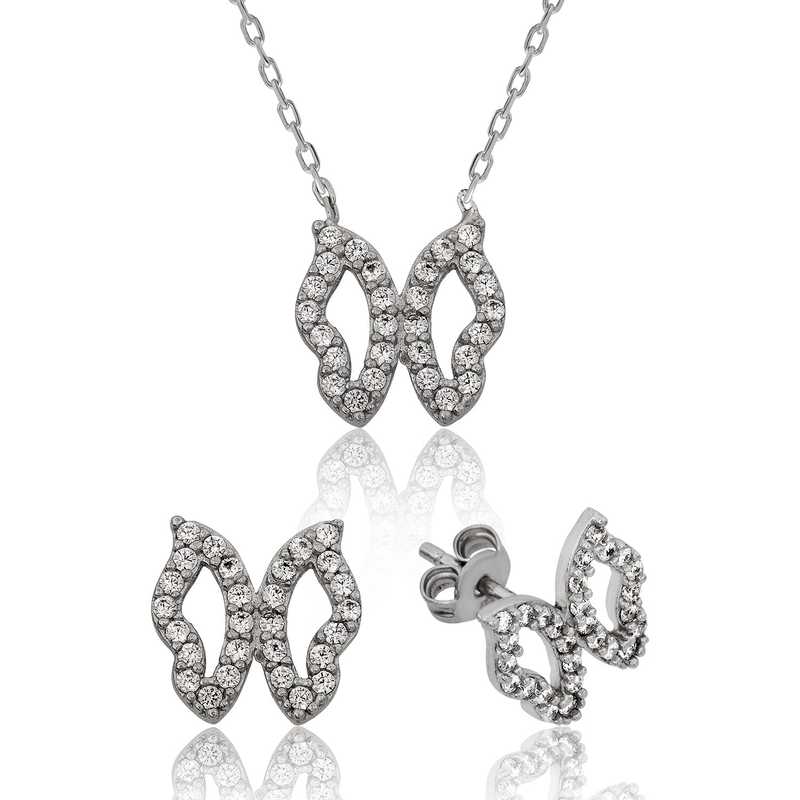 Gümüş Kelebek Bayan Set – Değişimin Simgesi | 925 Ayar | Model ST1160101