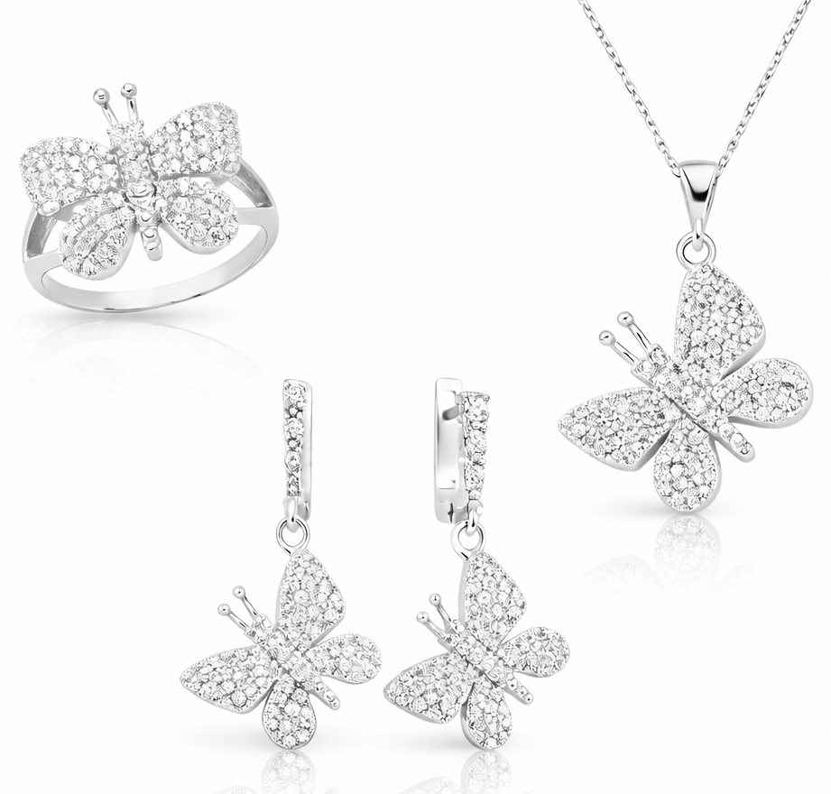Gümüş Kelebek Bayan Set – Değişimin Simgesi | 925 Ayar | Model ST1270091