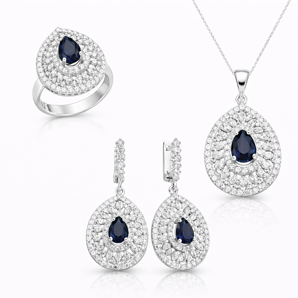 Gümüş Damla Desenli Bayan Set – Zamansız Klasik | 925 Ayar