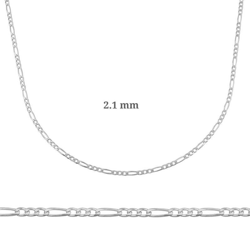 2.10 mm Gümüş Figaro Zincir - 0.60 mikron – Zamansız Temel | 925 Ayar