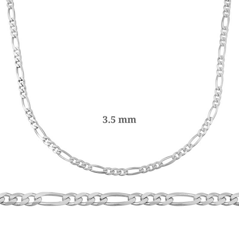 3.5 mm Gümüş Figaro Zincir - 100 mikron – Zamansız Temel | 925 Ayar